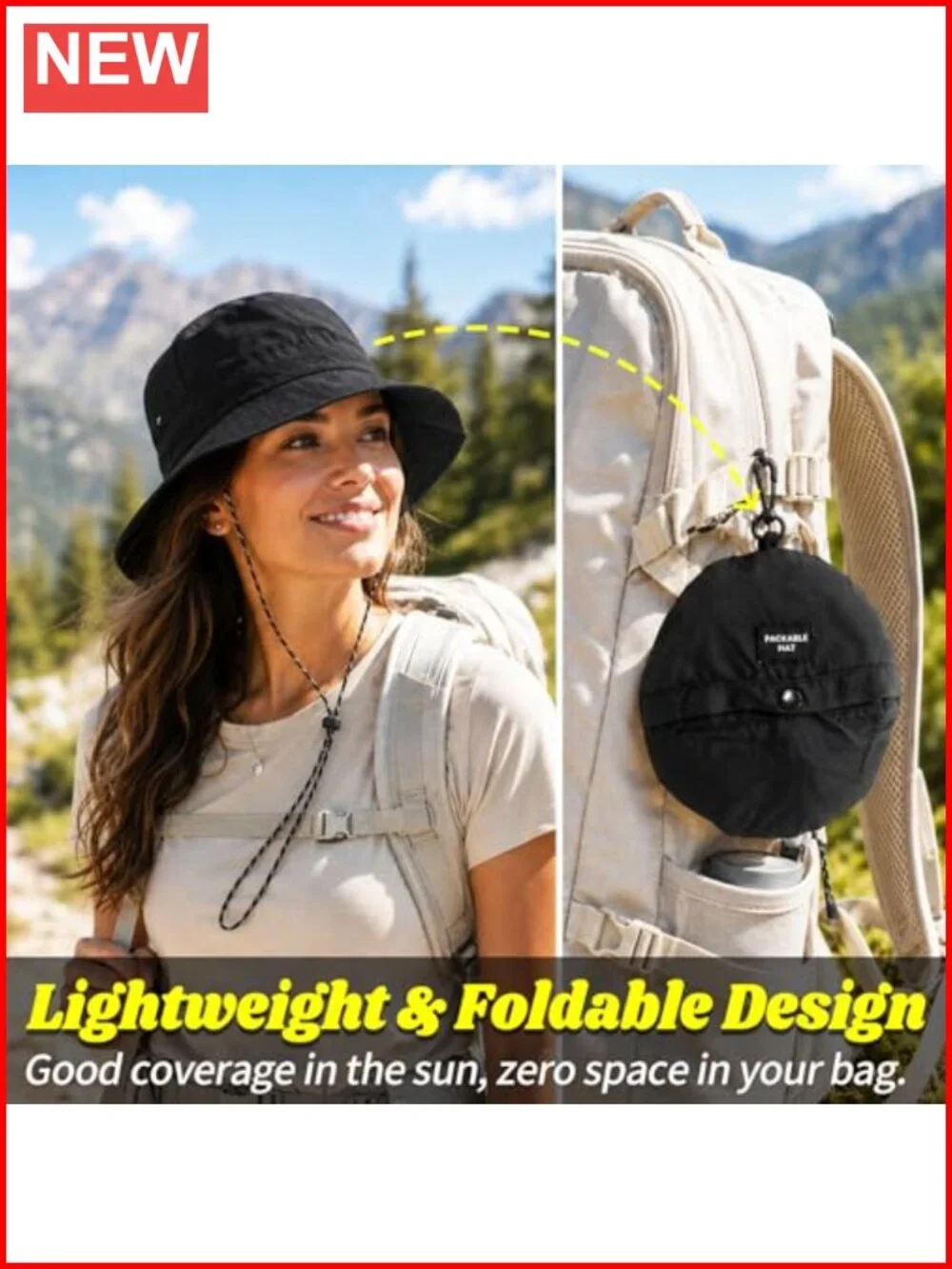 Unisex Lightweight Packable Sun Bucket Hat Waterproof Quick-Dry Detachable Chin